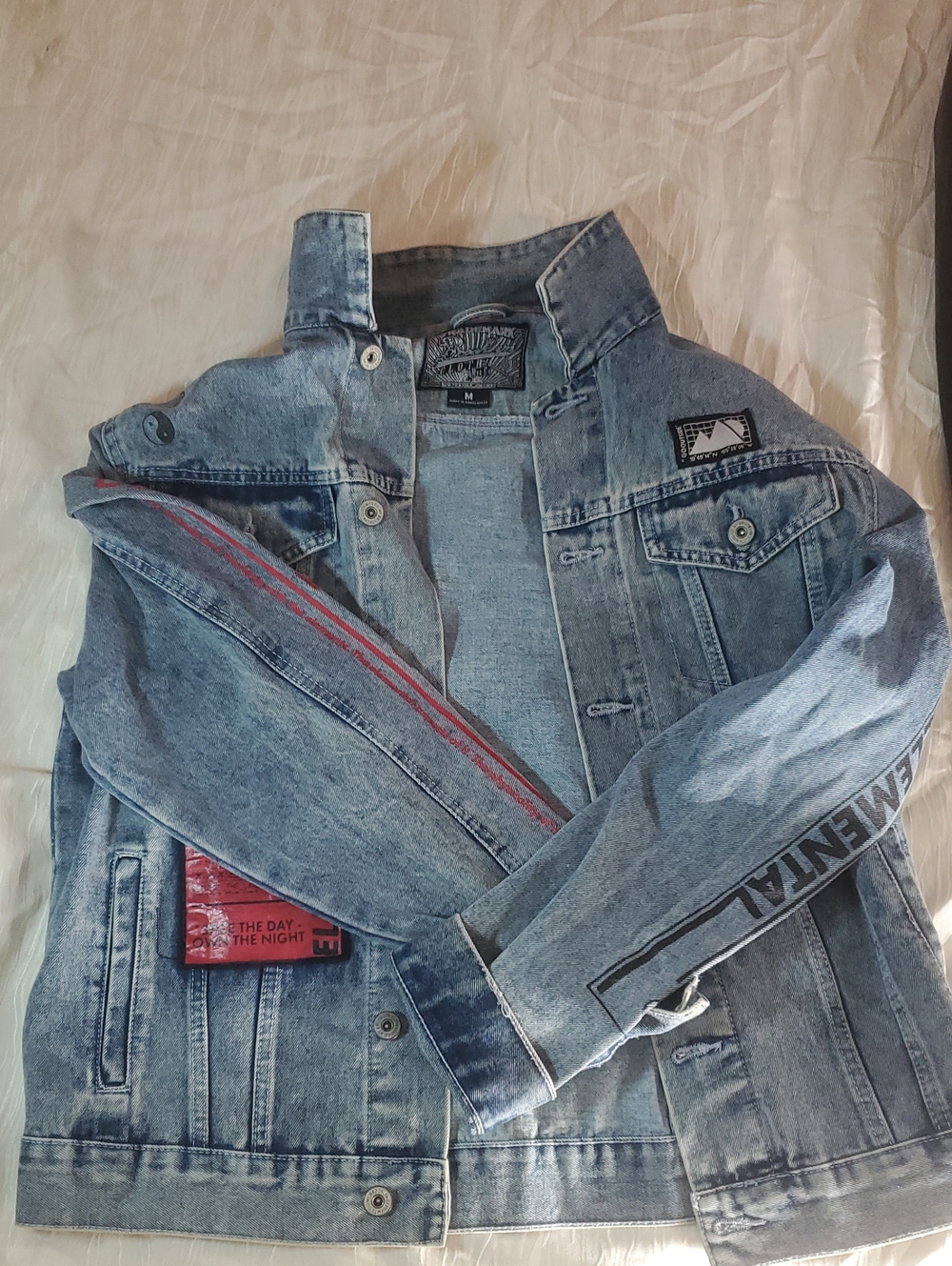 Brooklyn Cloth Light Blue Denim Jacket with Red Stripe Accent